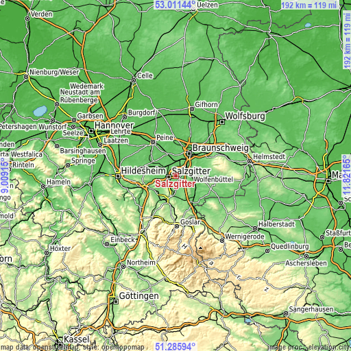 Topographic map of Salzgitter
