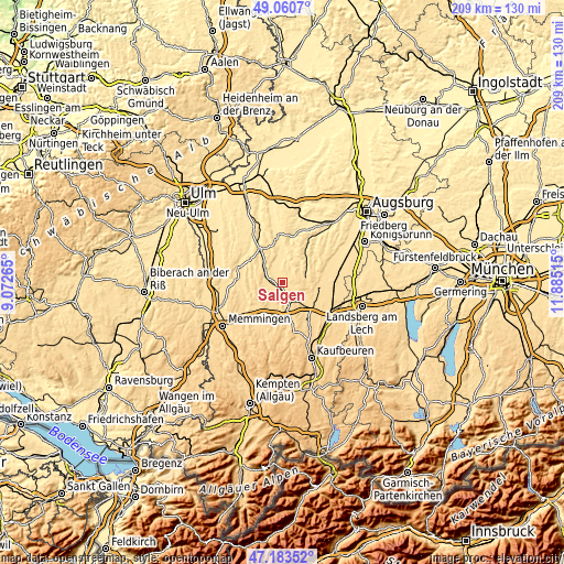 Topographic map of Salgen