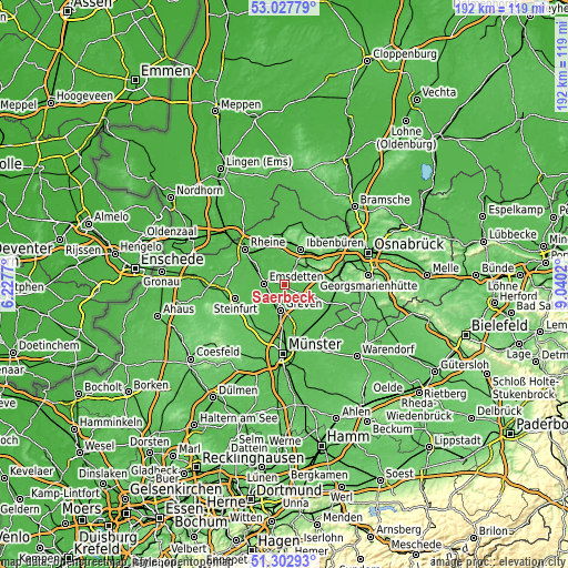 Topographic map of Saerbeck