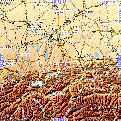 Topographic map of Sachsenkam