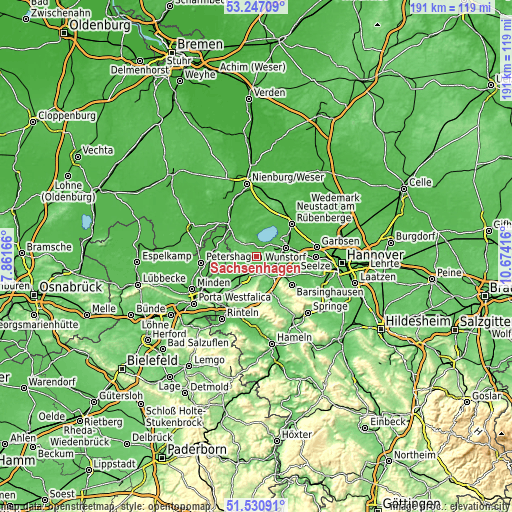 Topographic map of Sachsenhagen