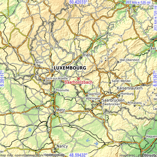 Topographic map of Saarhölzbach