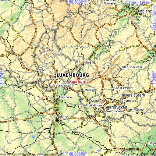 Topographic map of Saarburg