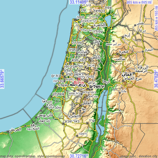 Topographic map of Bil‘īn