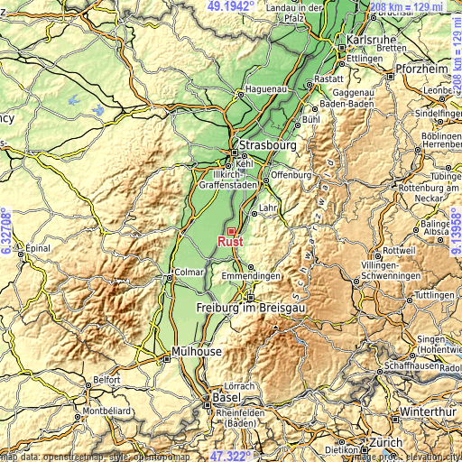 Topographic map of Rust