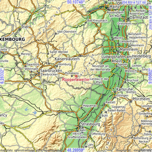 Topographic map of Ruppertsweiler