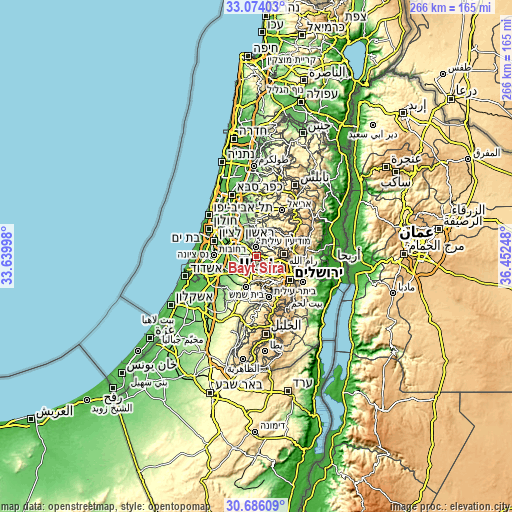 Topographic map of Bayt Sīrā