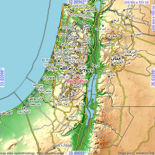 Topographic map of Bayt Sāḩūr