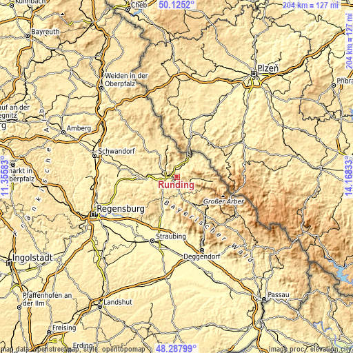 Topographic map of Runding