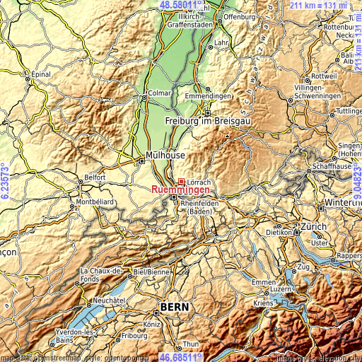 Topographic map of Rümmingen