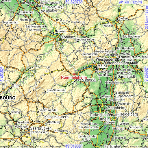 Topographic map of Rümmelsheim