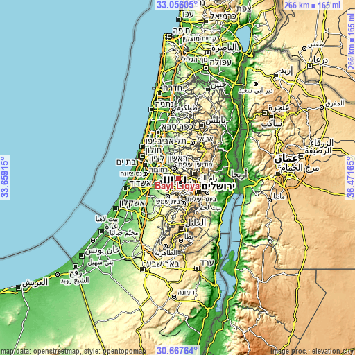 Topographic map of Bayt Liqyā