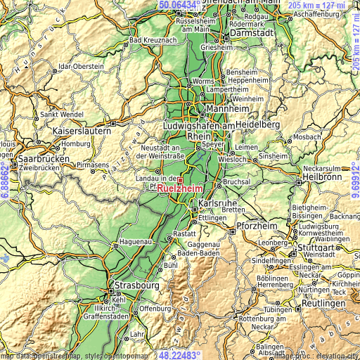 Topographic map of Rülzheim