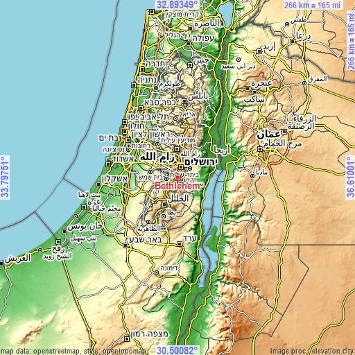 Topographic map of Bethlehem