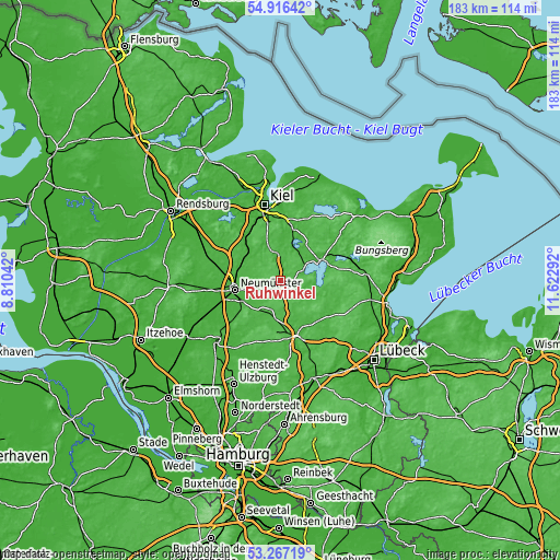 Topographic map of Ruhwinkel