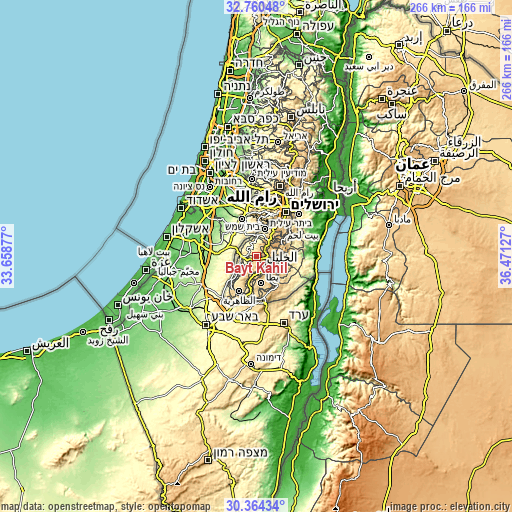 Topographic map of Bayt Kāḩil