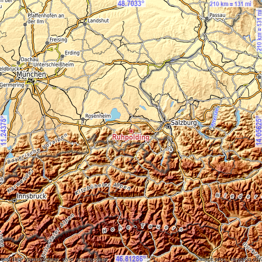 Topographic map of Ruhpolding