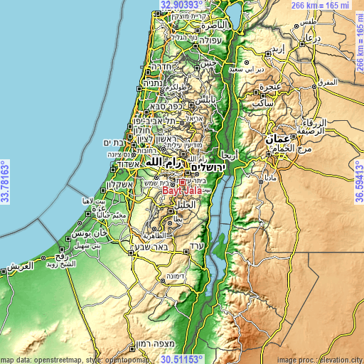 Topographic map of Bayt Jālā