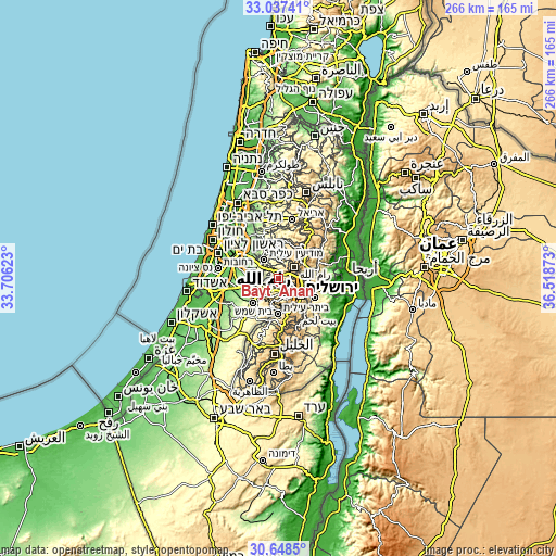 Topographic map of Bayt ‘Anān