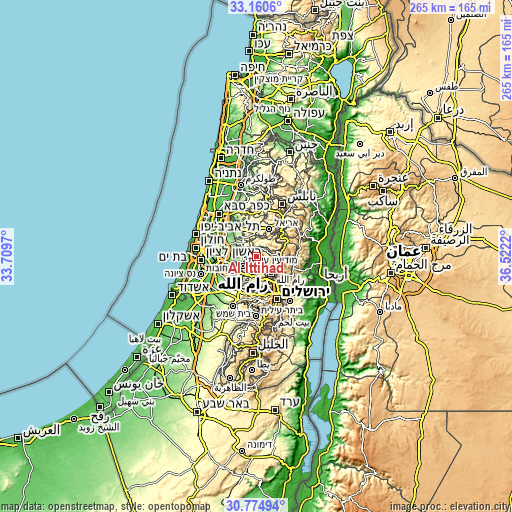 Topographic map of Al Ittiḩād