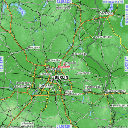 Topographic map of Rüdnitz