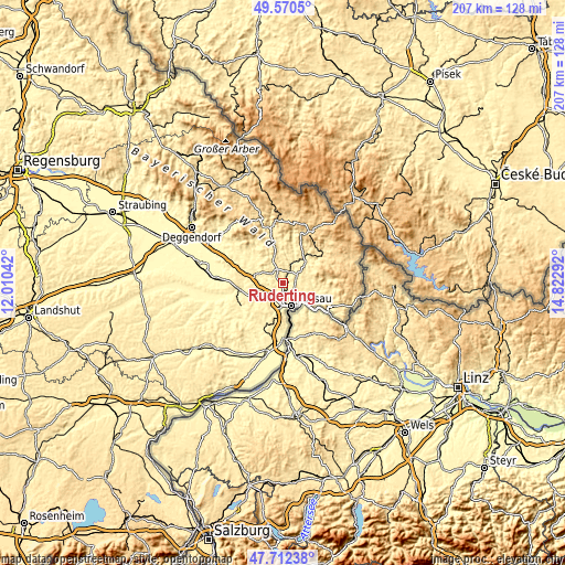 Topographic map of Ruderting