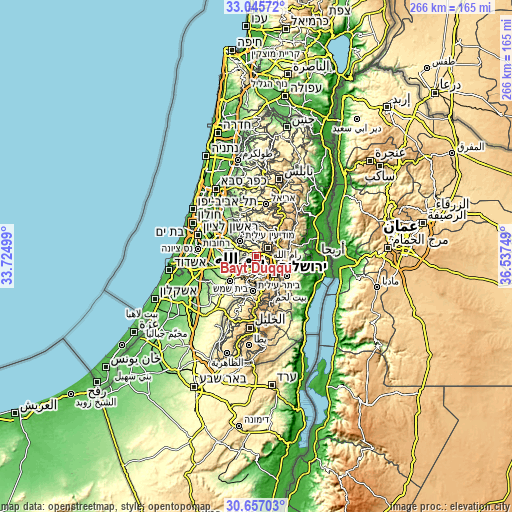 Topographic map of Bayt Duqqū