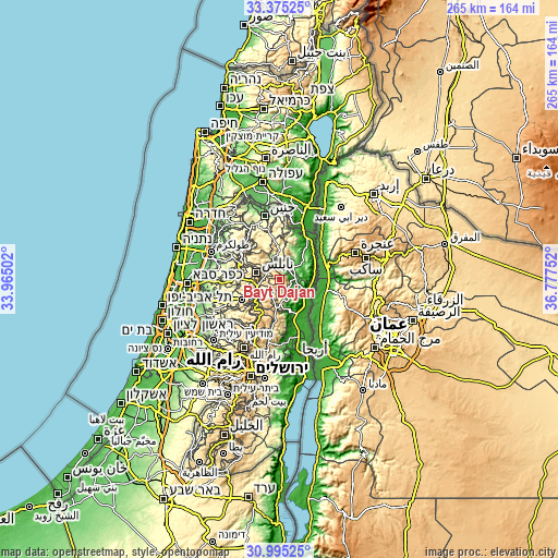 Topographic map of Bayt Dajan