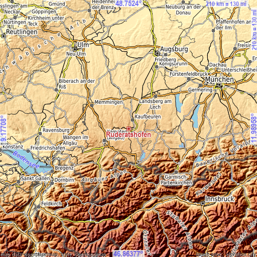 Topographic map of Ruderatshofen