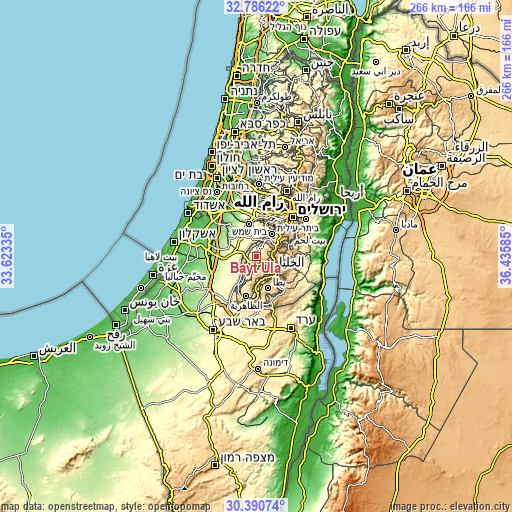 Topographic map of Bayt Ūlā