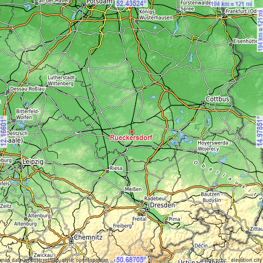 Topographic map of Rückersdorf