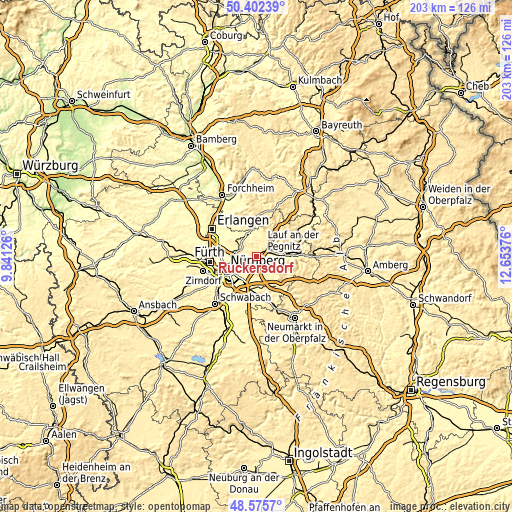 Topographic map of Rückersdorf