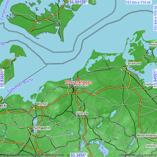 Topographic map of Rövershagen