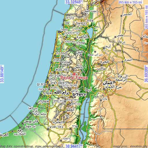 Topographic map of Baytā al Fawqā
