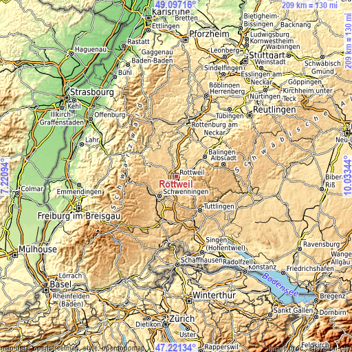 Topographic map of Rottweil