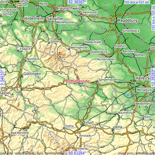 Topographic map of Rottleberode