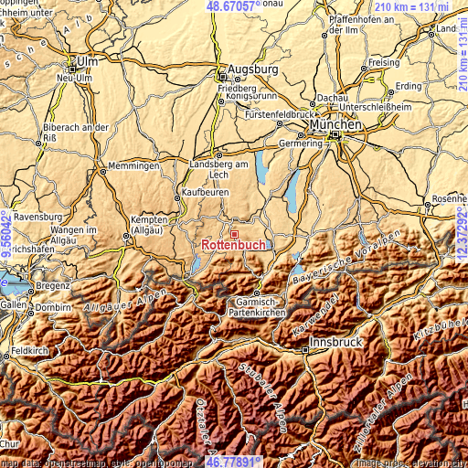 Topographic map of Rottenbuch