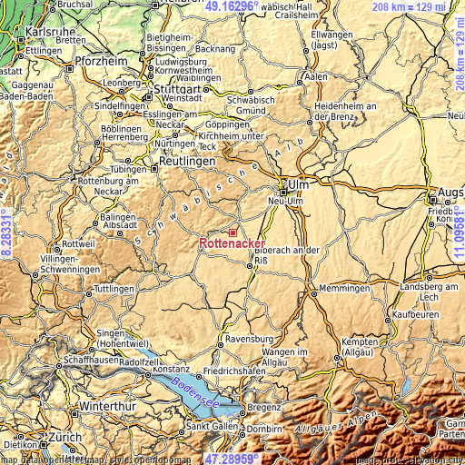 Topographic map of Rottenacker