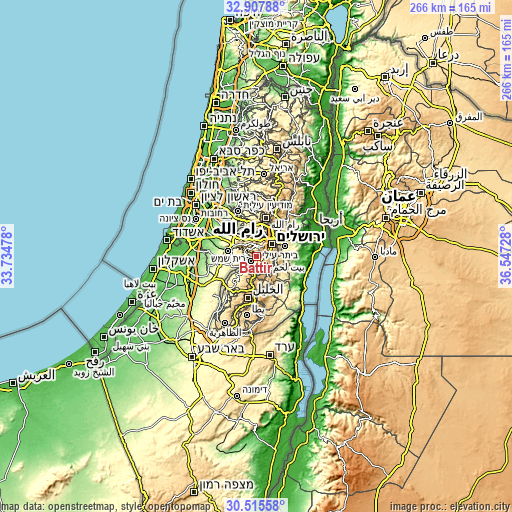 Topographic map of Battīr