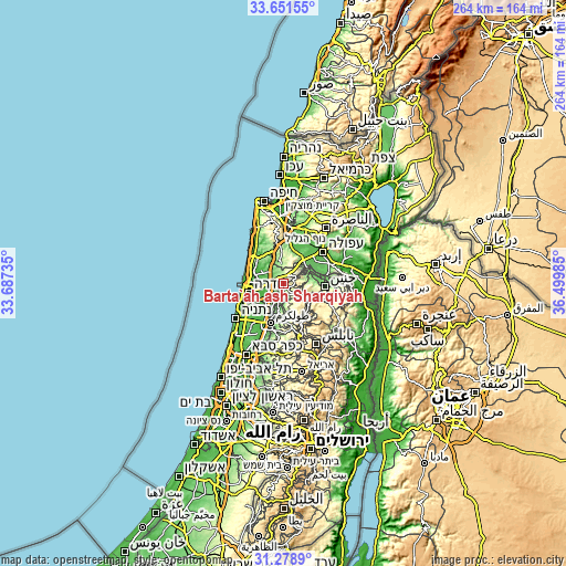 Topographic map of Barţa‘ah ash Sharqīyah