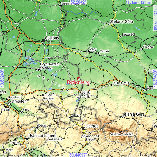 Topographic map of Rothenburg