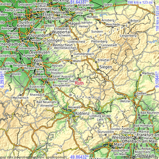 Topographic map of Roth