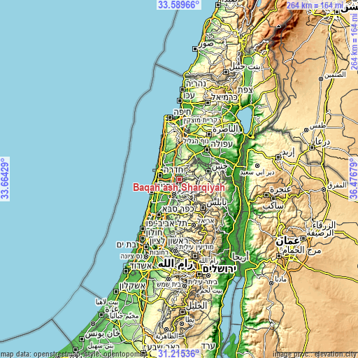 Topographic map of Bāqah ash Sharqīyah