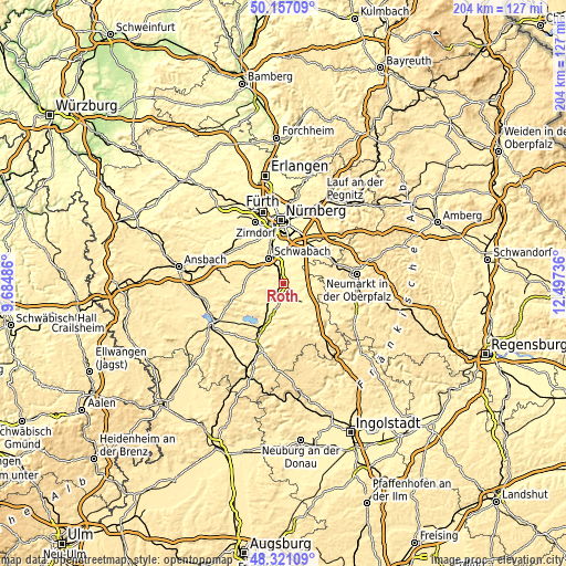 Topographic map of Roth