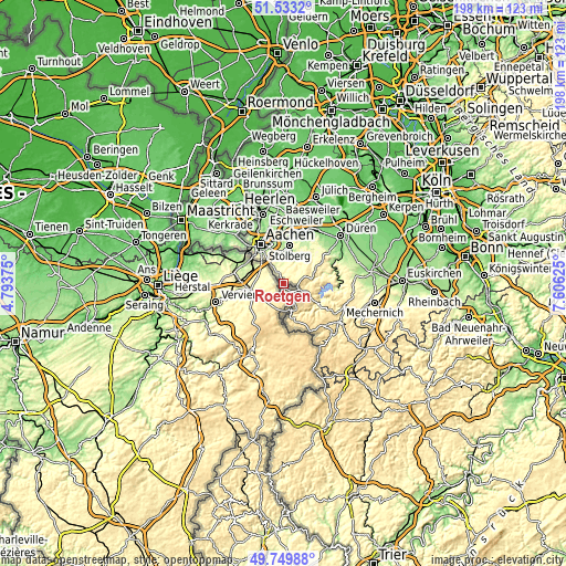 Topographic map of Roetgen