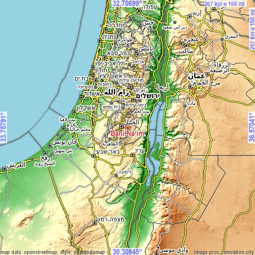 Topographic map of Banī Na‘īm