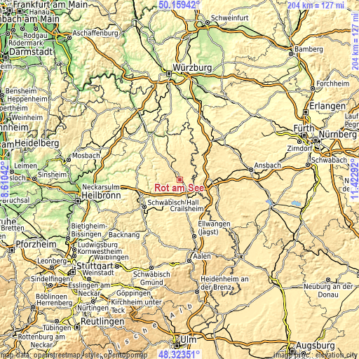 Topographic map of Rot am See