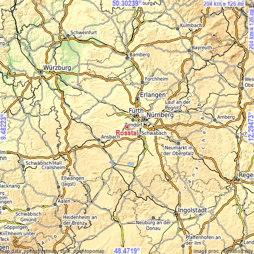 Topographic map of Roßtal
