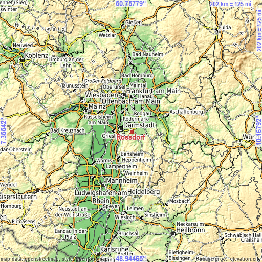 Topographic map of Roßdorf