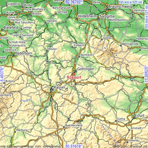 Topographic map of Rosdorf